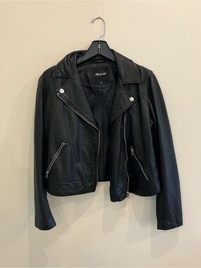 Madewell Black Leather Biker Jacket with Silver Hardware